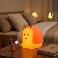 Lampu Tidur Silikon Bentuk Siput Kawaii, Cahaya Putih Hangat, Sensor Sentuh, Timer Otomatis, USB Rechargeable, Pelindung Mata, Lampu Meja Samping Tempat Tidur