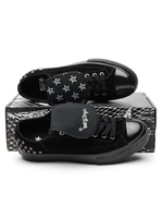Nouvelles baskets basses en toile noires à étoiles cloutées, bout pointu, broderie, style punk streetwear, chaussures de marche hiver automne