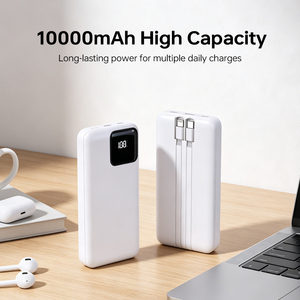 Banco de Energía de Carga Rápida de 10000 mAh con Entrada Dual, Cables Tipo C e <span class=keywords><strong>iOS</strong></span> Integrados, Pantalla LED, Cargador Portátil - Product Image 3