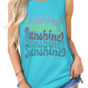 Women's Lightweight 100% Cotton Polyester Tank <b>Top</b> Summer Sleeveless Breathable Anti-Pilling Knitted Fabric Casual Style - Product Image 6