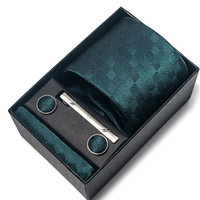 Ensemble cravate et pochette pour homme en polyester, coffret cadeau avec boutons de manchette et pinces à cravate, cravate de mariage pour homme, logo personnalisé sur la boîte