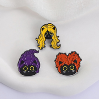 Punk bruja gato negro broche esmalte pines comedia fantasía película periféricos broches ropa solapa insignia joyería divertida regalo amigos