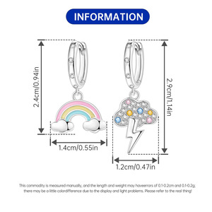 Nuevos pendientes/argollas de latón blanco con diseño de nube arcoíris, diseño original y exclusivo, modernos y versátiles. - Product Image 3