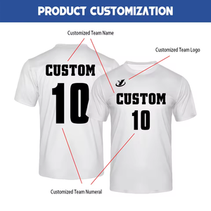 Camisetas Blancas Lisas al por Mayor, Estilo Jersey de Fútbol para Hombre, con Logotipo Personalizado, de Algodón Grueso, Hombros Caídos, Talla Grande - Product Image 4