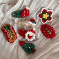 Barrettes de Noël fantaisie en gros DD – Pinces à cheveux au crochet rouges et vertes pour filles et enfants – Accessoires capillaires de Noël