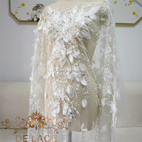 DELACE JZQ belle broderie florale Sequin dentelle Patch 3D fleur perlée dentelle Applique robe de mariée accessoires
