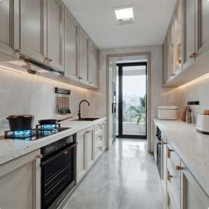 Ensemble complet de meubles de cuisine en bois massif prêt à l'emploi, style américain shaker moderne, armoires de cuisine en bois massif, meubles de cuisine - Product Image 2