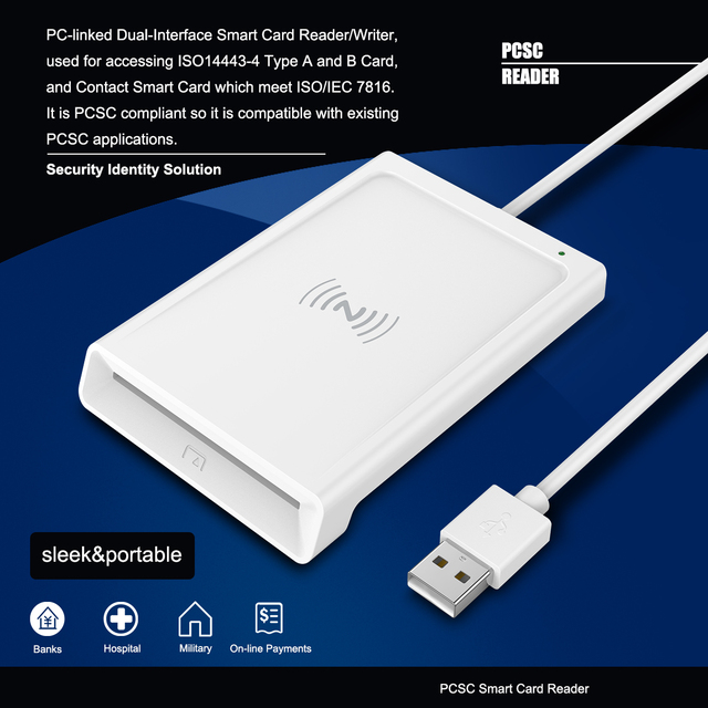 USB a and Type C Desktop Design NFC Smart Card Reader Compatible with ISO7816 and ISO14443 A/B Standard RFID Reader