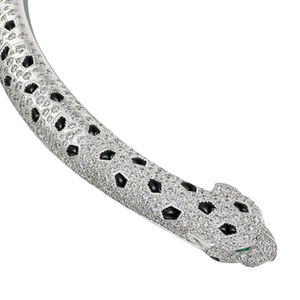 قلادات فضية عيار 925 من مصنع ميشان للمجوهرات للنساء، قلادة فهد مطلية بالمينا مع ألماس عالي الكربون - Product Image 3