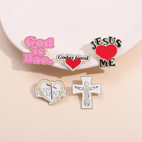 Épingles en Émail Collection Jésus M'Aime Broches Métal Personnalisées Chrétiennes Dieu Est Bon Bijoux Cadeau pour Amis Sac à Dos ou Revers