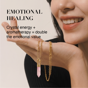 Collar Difusor de Aroma de Moda, Collar Difusor de Fragancia con Cristal Natural Dorado para Mujer, Joyería - Product Image 4