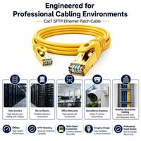Kabel Ethernet Jaringan OFC Berpelindung Ganda Cat7 SFTP 10G Profesional Warna Kuning untuk Workstation Kelas Atas