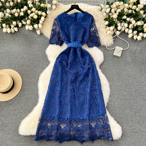 Ricami di lusso con paillettes di alta qualità da sera <span class=keywords><strong>Dre</strong></span> sottile in pizzo cavo con cintura lunga <span class=keywords><strong>Dre</strong></span> donna - Product Image 6
