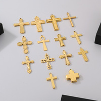 Conception Simple 18K Plaqué Or En Acier Inoxydable Crucifix Croix Pendentif Religieux pour La Fabrication De Bijoux Accessoires Collier Bracelet