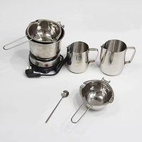Pot de cire résistant à l'eau pot de cire fondante cuillère à mélanger en acier inoxydable tasse à mesurer pot de cire bouillante bricolage outils de fabrication de bougies à la main