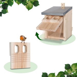 Eco-Friendly <strong>Wooden</strong> <strong>Bird</strong> House with Solid Pattern Metal Roof Nesting Box for Robin Pet <strong>Cage</strong> <strong>Style</strong> for Living <strong>Birds</strong> - Product Image 4