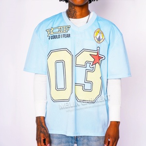 Custom High Quality Mesh Sport Jersey <b>Tshirt</b> Manufacturer Oversized <b>Baseball</b> Print V-neck Football T-shirts - Product Image 6