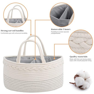 Sac de rangement pour couches en corde de coton, grand format, 36x22x17cm, pour bébé de 0 à 12 mois - Product Image 5