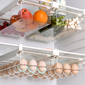 Organisateur de réfrigérateur Boîte de rangement d'oeufs Réfrigérateur <span class=keywords><strong>suspendu</strong></span> en plastique transparent Tiroir à oeufs coulissant réglable Porte-oeufs - Product Image 2