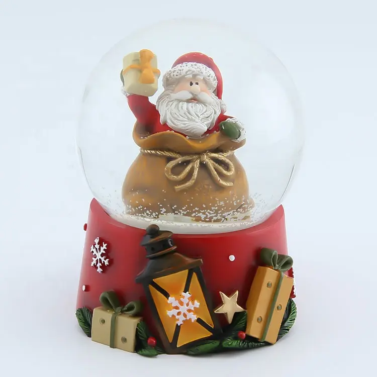 كرات الثلج ثلاثية الأبعاد من الراتنج المخصص مع صندوق هدايا لحمل سانتا كلوز لديكور عيد الميلاد