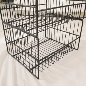 Custom Supermarket Food Drink Bowls Dishes Kitchenware Accessories Stackable Metal Wire Storage Basket Display Rack Stand