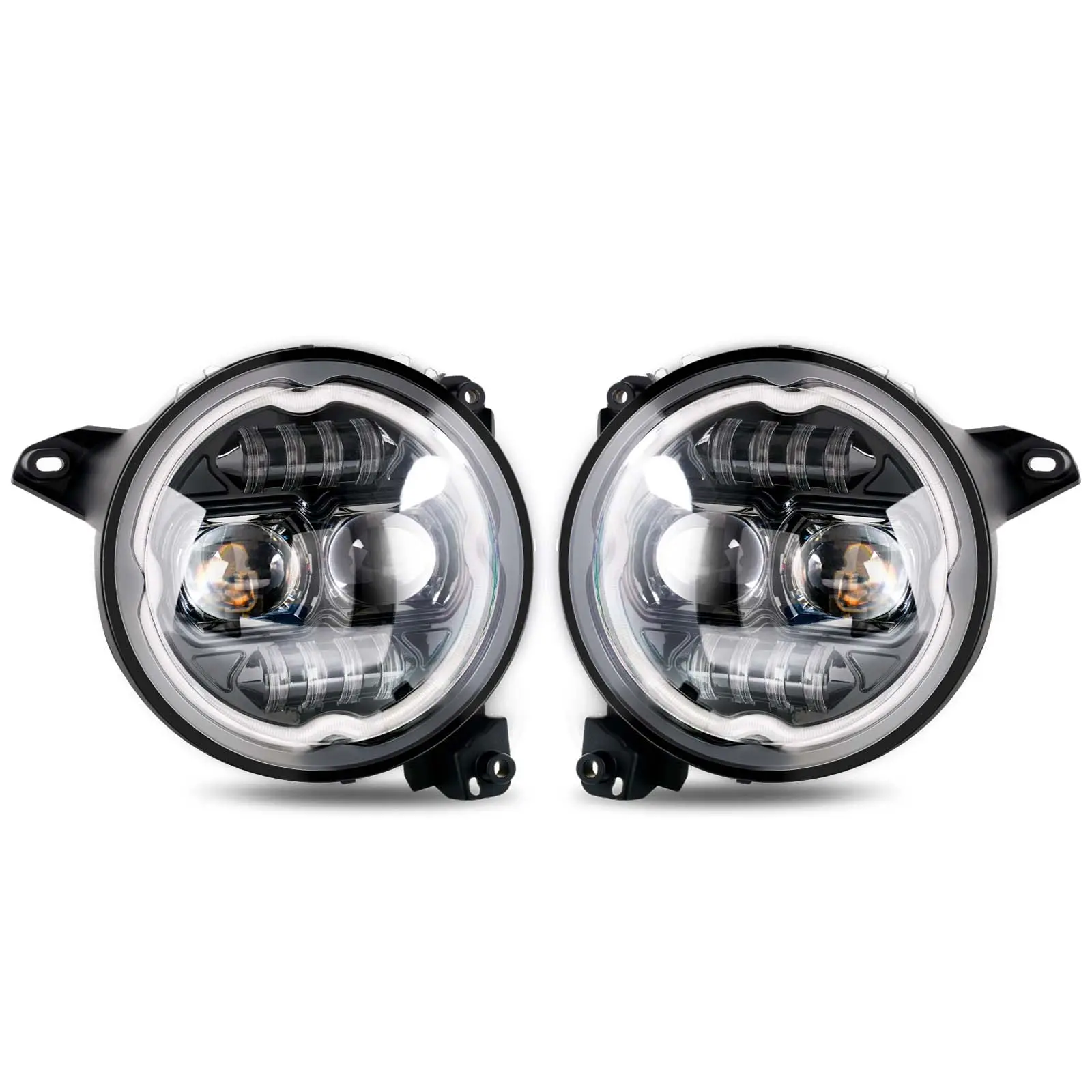 Head Light with Yellow/white Daytime Running Light RGB for Jeep Wrangler JL N2 IP68 PC Lens+aluminum Housing 65W Cree-chips