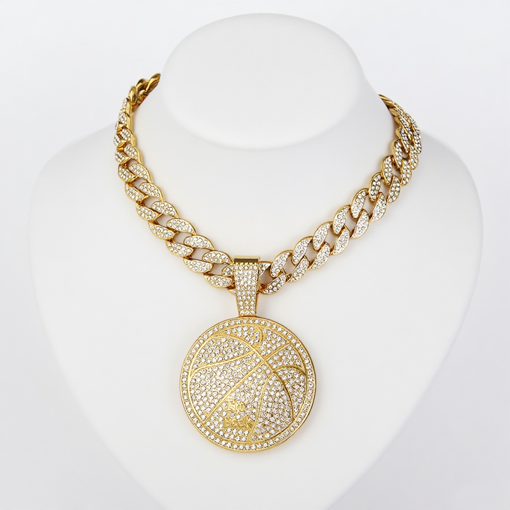 Ciondolo in oro con catena cubana 18 pollici (45cm)