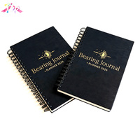 Carnet de notes écologique personnalisé imprimé, journal de bien-être, agenda quotidien noir mat avec reliure spirale dorée brillante