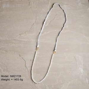 <span class=keywords><strong>Collana</strong></span> da Donna NM21726 Mudulla Stile Bohemien con Perline Lunghe in Turchese, Ematite e Amazzonite, Catena <span class=keywords><strong>Intrecciata</strong></span> con Motivo Geometrico - Product Image 3
