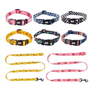 Fábrica personalizada estilo Simple mascota perro gato collares poliéster impresión acolchada característica cinta OEM personalizado cuero collares - Product Image 5