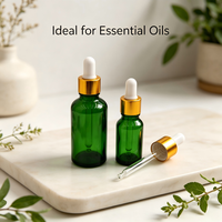 Flacons compte-gouttes en verre vides de 5 ml, 10 ml, 15 ml, 20 ml, vert, bleu, ambre, étanches, rechargeables pour huiles essentielles, cosmétiques