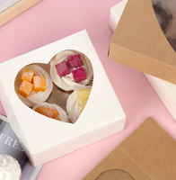 Boîte à gâteau carrée en papier kraft fabriquée sur mesure, utilisant des matériaux recyclés pour les fenêtres, pour l'emballage alimentaire