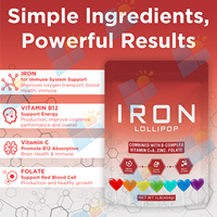 SUNI OEM ODM Marque privée Vitamine Fer Sucette Vegan Produit de soins de santé Prix de gros Supplément Fer Sucette