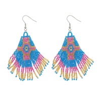 Go2boho anting-anting Juntai rumbai bermutu tinggi wanita gaya Bohemian baru perhiasan buatan tangan pola bunga geometris manik nasi antik