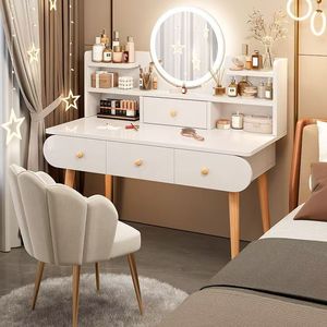 Coiffeuse K moderne et minimaliste pour chambre à coucher, table de maquillage pour petit appartement, nouveau style 2026, pour logement locatif - Product Image 3