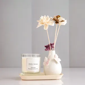 Zelfgemaakte Decoratie Uitstekende Kwaliteit Kamer Geparfumeerde Reed Diffuser Met Zonne-Energie Droog Papier Bloem