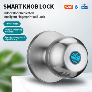 KROVI QX02 OEM/ODM Tuya App 生物识别指纹内外双用商用和住宅用电动智能旋钮锁门锁 - Product Image 2