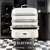 Vaporera Eléctrica de Gran Capacidad de 1500 W, Logotipo Personalizado, 3 Niveles, Multifunción, Acero Inoxidable, Control Digital, para el Hogar, Dim Sum