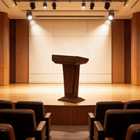 Pupitre de conférence professionnel en bois traditionnel, écologique, durable, avec dossier coulissant, mobilier commercial robuste pour universités et théâtres