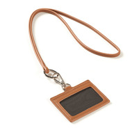 Porte-cartes d'identité et de crédit en cuir véritable avec logo personnalisé, blocage RFID, sans fermeture, avec cordon de cou et fenêtre transparente pour carte d'identité 2.8x3.75
