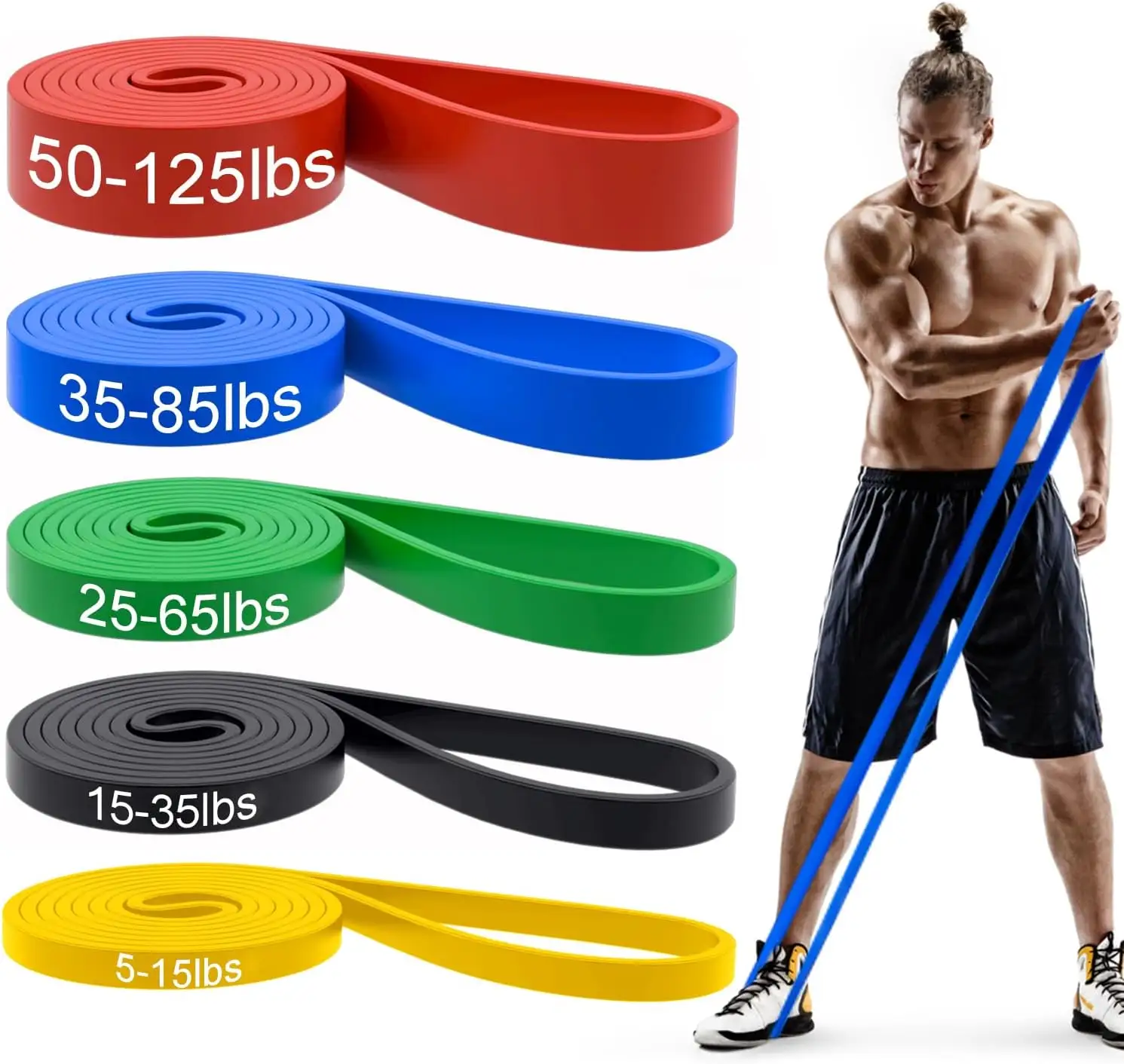 Custom Printing Fitness Workout Equipment Training Elastic Rubber Band for Gym Yoga Exercise Fitness Resistance Bands