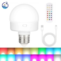 Bohlam LED RGB CCT E26 E27 Dapat Diredupkan, Dapat Diisi Ulang via USB dengan Remote Timer untuk Lampu Tidur