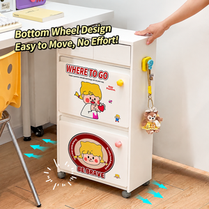 Rolling Tilt Out Storage Cabinet Multi <b>Drawer</b> Mobile <b>Organizer</b> Cart For Bedroom Study Sundries Books Toy Storage - Product Image 6