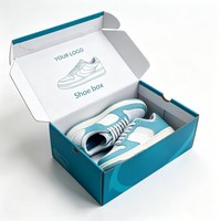 Boîte d'emballage en papier bleu personnalisée avec logo pour chaussures et vêtements, écologique, pour expédition et stockage, vente en gros