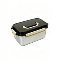 Boîte alimentaire en acier inoxydable compatible micro-ondes avec poignée et couvercle, boîte à lunch, boîte de conservation hermétique
