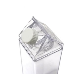 500Ml Milk Carton <b>Water</b> <b>Bottle</b> Plastic <b>Clear</b> Square Glass Milk <b>Bottles</b> Portable Reusable Juice Cup - Product Image 6