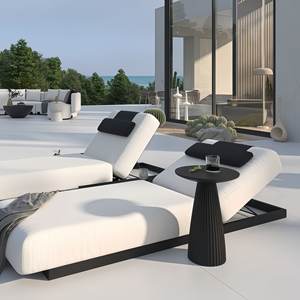 Mobilier de luxe de haute qualité pour loisirs, chaise longue réglable pour l'extérieur, plage, <span class=keywords><strong>jardin</strong></span>, hôtel, <span class=keywords><strong>piscine</strong></span>, avec coussin blanc épais - Product Image 1