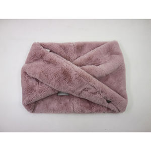 Écharpe personnalisée en fausse fourrure de lapin, chaude, faite à la <span class=keywords><strong>main</strong></span>, foulard avec nœud, Crochet pour femmes, chaude, pour l'hiver - Product Image 4