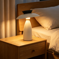 Lampe de table moderne en forme de soucoupe volante, globe exposé, LED, fer mat, 4 couleurs (crème, noir, vert), ambiance chaude pour chambre, bureau, salon