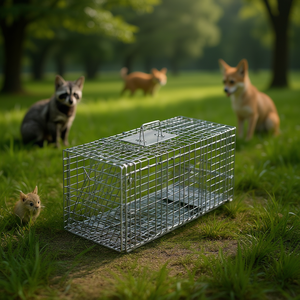 Piège à animaux vivants pliable en fil galvanisé, capacité 50 lb, pour usage extérieur (chats, ratons laveurs, renards, marmottes) - Product Image 2